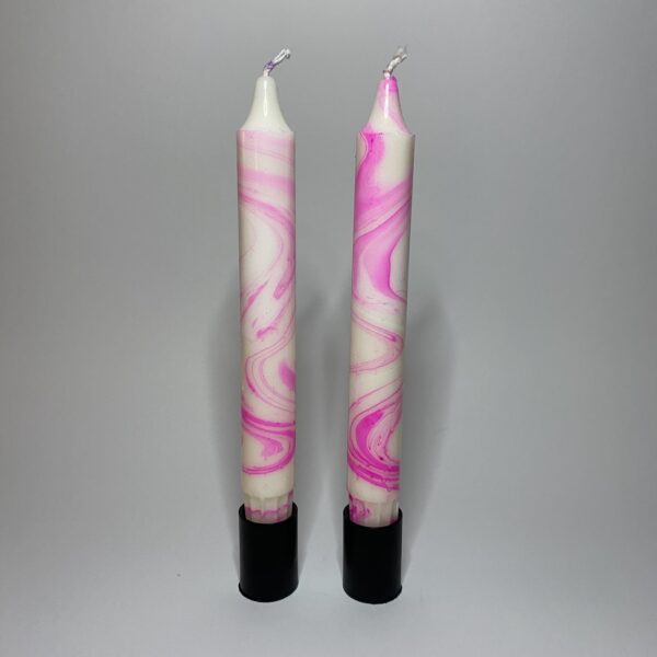 Marble kaarsen - roze/gouden glitter